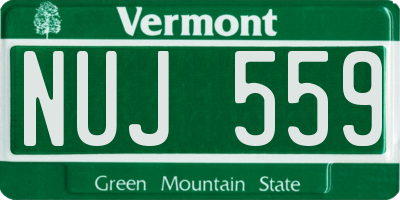 VT license plate NUJ559