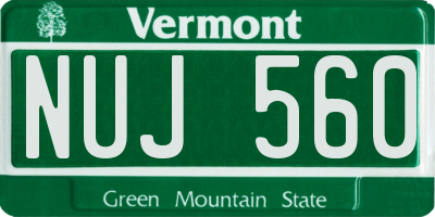 VT license plate NUJ560