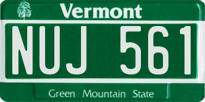 VT license plate NUJ561