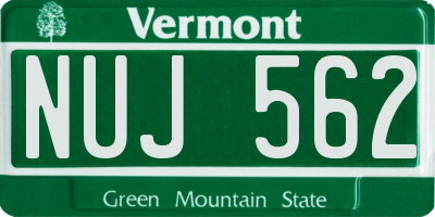 VT license plate NUJ562