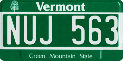 VT license plate NUJ563