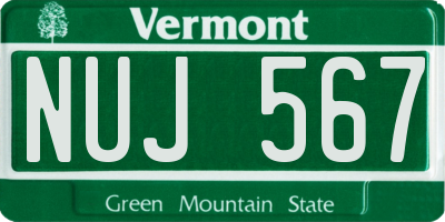 VT license plate NUJ567