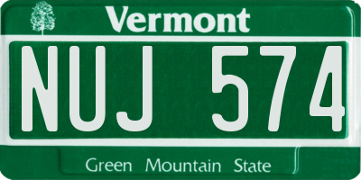 VT license plate NUJ574