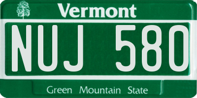 VT license plate NUJ580