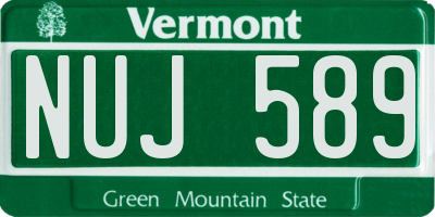 VT license plate NUJ589