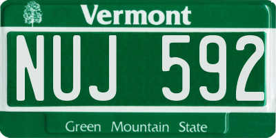 VT license plate NUJ592