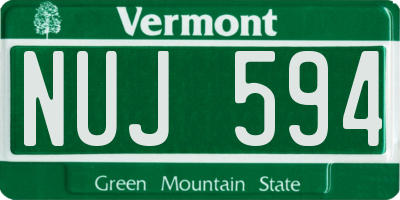 VT license plate NUJ594