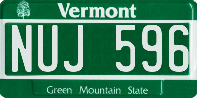 VT license plate NUJ596