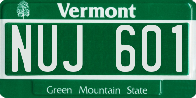 VT license plate NUJ601