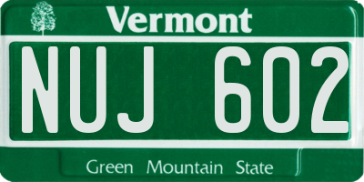 VT license plate NUJ602