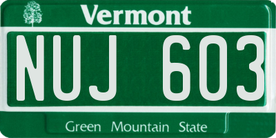 VT license plate NUJ603