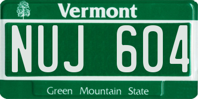 VT license plate NUJ604