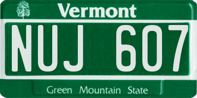 VT license plate NUJ607