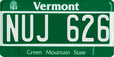 VT license plate NUJ626