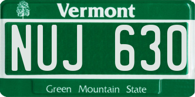 VT license plate NUJ630