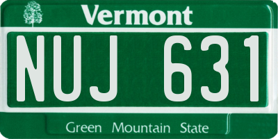 VT license plate NUJ631