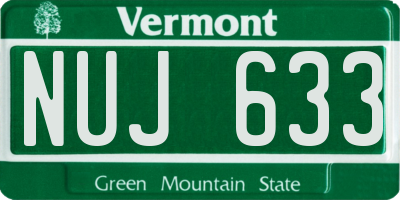 VT license plate NUJ633