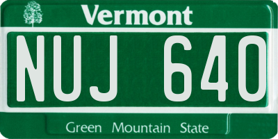 VT license plate NUJ640