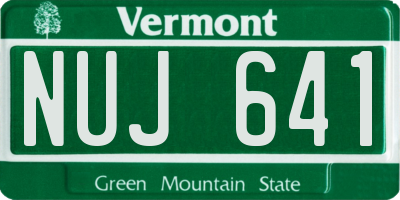 VT license plate NUJ641