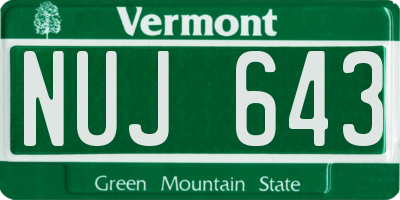 VT license plate NUJ643