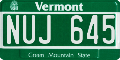 VT license plate NUJ645