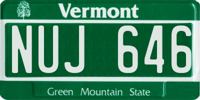 VT license plate NUJ646
