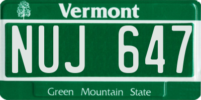 VT license plate NUJ647