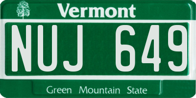VT license plate NUJ649