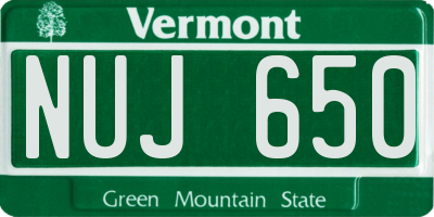 VT license plate NUJ650
