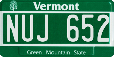 VT license plate NUJ652