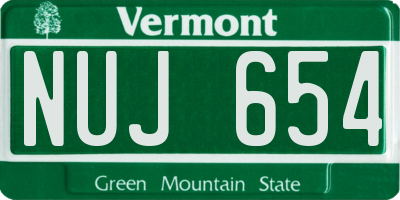 VT license plate NUJ654
