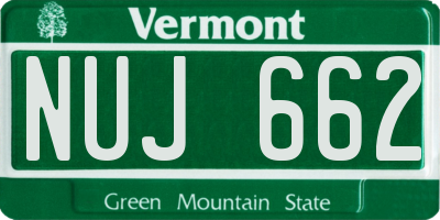 VT license plate NUJ662