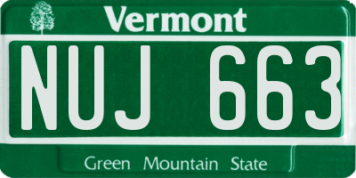 VT license plate NUJ663