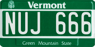 VT license plate NUJ666
