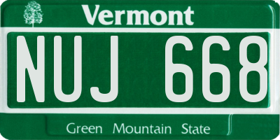 VT license plate NUJ668