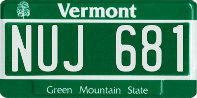 VT license plate NUJ681