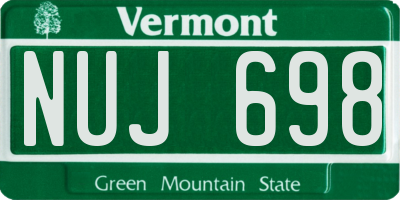 VT license plate NUJ698