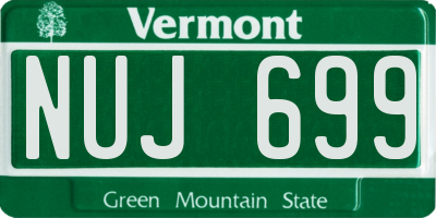VT license plate NUJ699