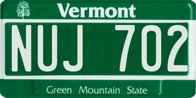 VT license plate NUJ702