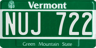 VT license plate NUJ722