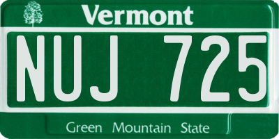 VT license plate NUJ725