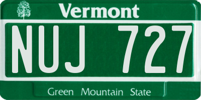 VT license plate NUJ727