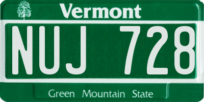 VT license plate NUJ728