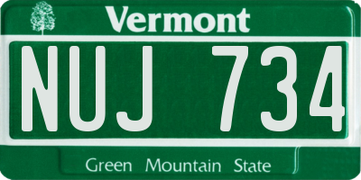 VT license plate NUJ734