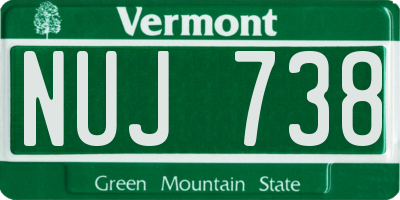 VT license plate NUJ738