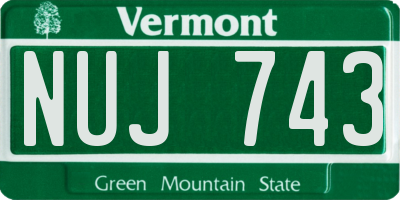 VT license plate NUJ743