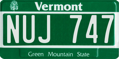 VT license plate NUJ747