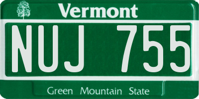 VT license plate NUJ755
