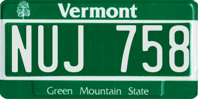 VT license plate NUJ758
