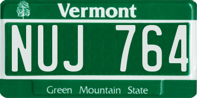 VT license plate NUJ764